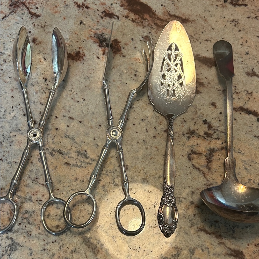 Vintage  Silver Plated  Serving Utensils Set set of 4